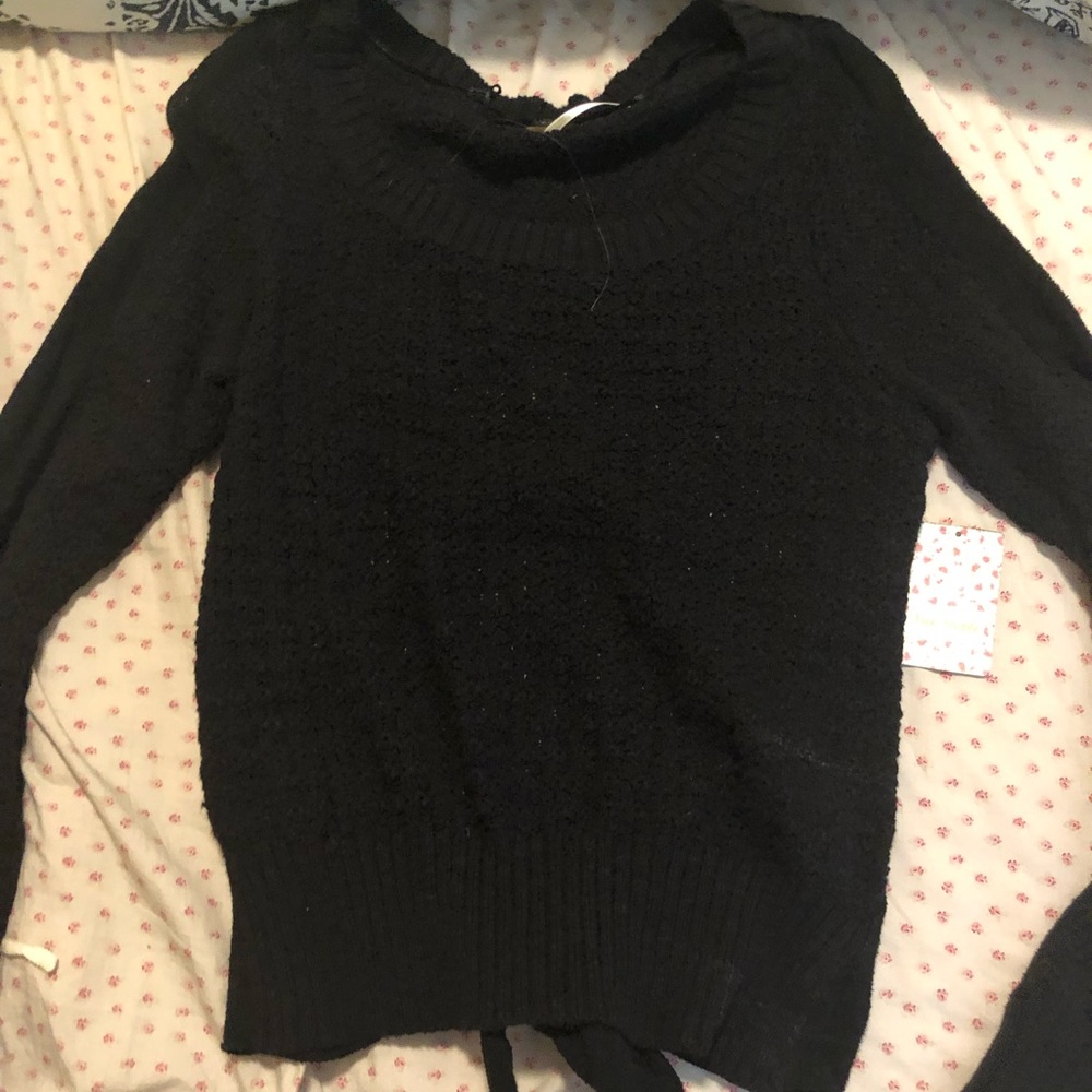 Black free people sweater- open back with tie!